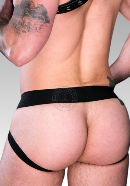 Red strip leather jockstraps' for sale