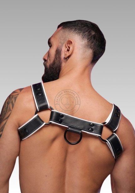 Men's Leather Harness Hardline White, leather harness, leather dog harness, leather harness men, leather chest harness for sale