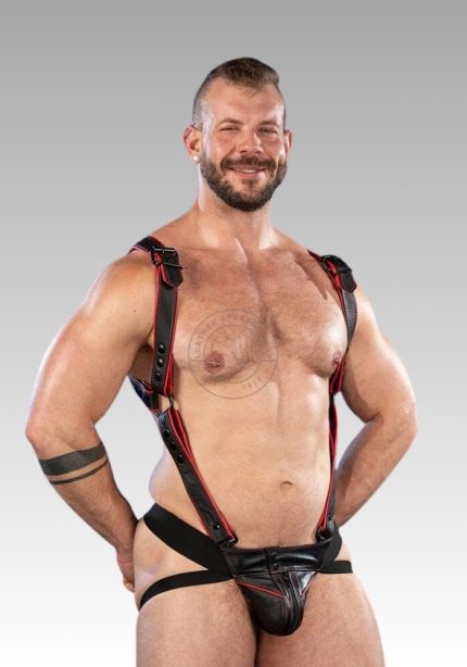 BDSM Chest Harness Hunter Red Hardline, chest harness bdsm, chest harness bondage, chest harness gay, adult harness for sale