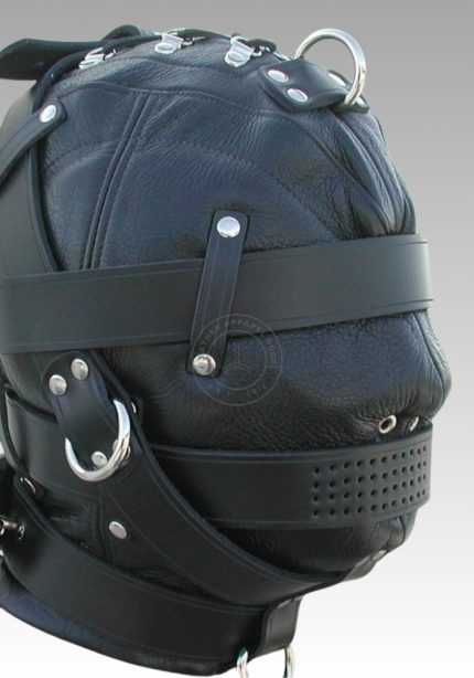 Heavy Duty Leather Hood, hood kink, hooded BDSM, hood BDSM, leather bondage hood for sale