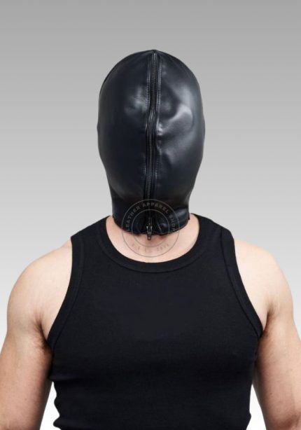 Leather Double Faced Hood, hood kink, hooded BDSM, hood BDSM, leather bondage hood for sale