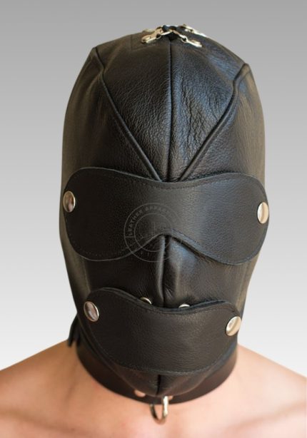 Premium Leather Hood Gag, BDSM hood, hood gag, gay pup hood, bondage hooded for sale