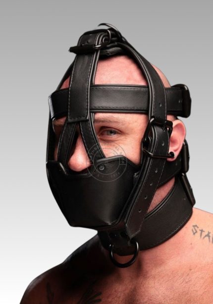 Hardline Head Harness Muzzle Non-Locking, BDSM head harness, bondage head harness, leather muzzle human for sale