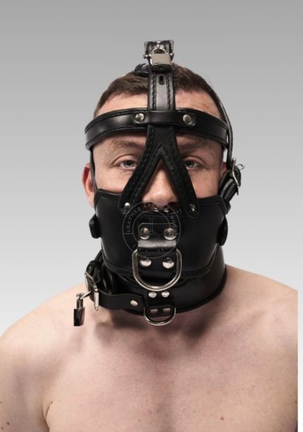 Leather Extreme Muzzle Head Harness, kink muzzle, BDSM muzzles, sexual muzzle for sale