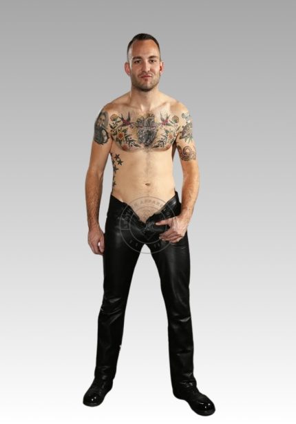 Low-Rise Leather Jeans for sale