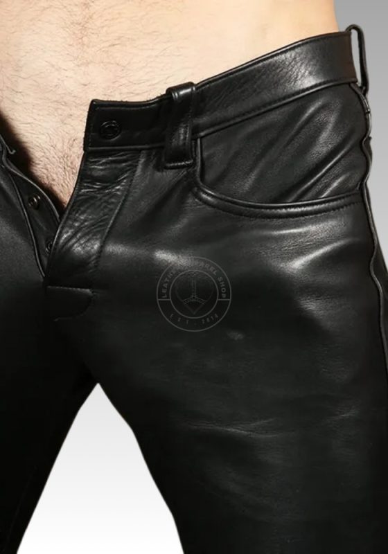 Low-Rise Leather Jeans for sale